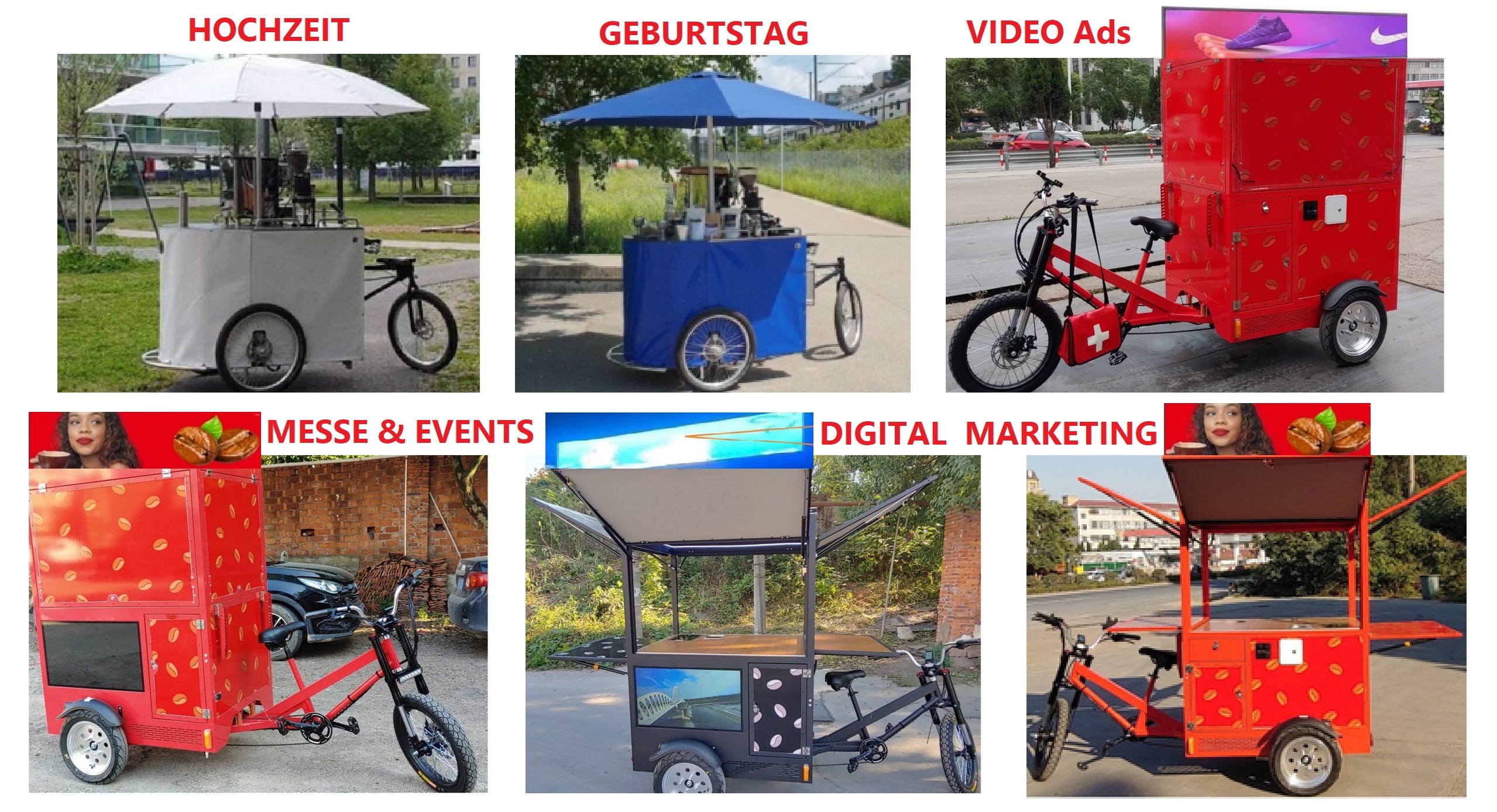 Coffeebike-Schweiz.ch Kaffeemobil als Messestand (mieten) in der Messe Zürich, Messe Basel, Bern, Davos und in der ganzen Schweiz.